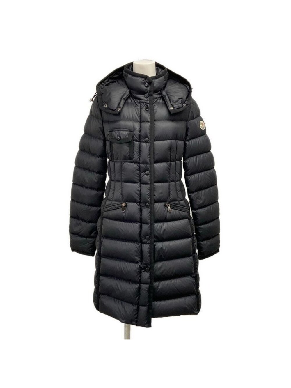 Moncler Down Coat XS Hermine Black Zip Up Hood